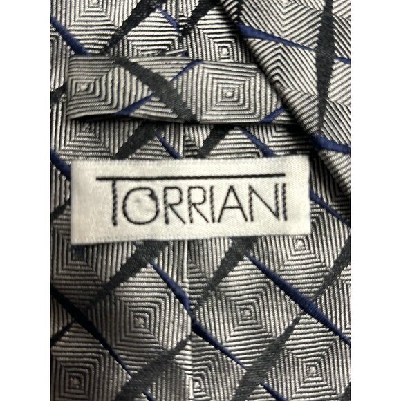 Torriani Men's 100% Silk Hand Made Geometric Pattern Necktie - Picture 3 of 5